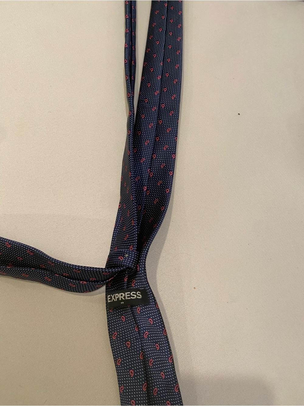 Express Navy Tie with Pink Dot Accents